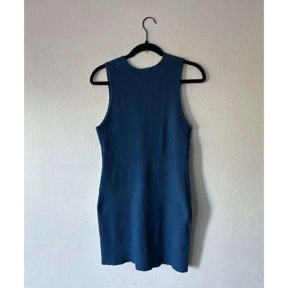 House Of Harlow 1960 Ribbed Knit Dress Women’s Size Medium Teal Blue V Neck Sexy - Picture 3 of 6